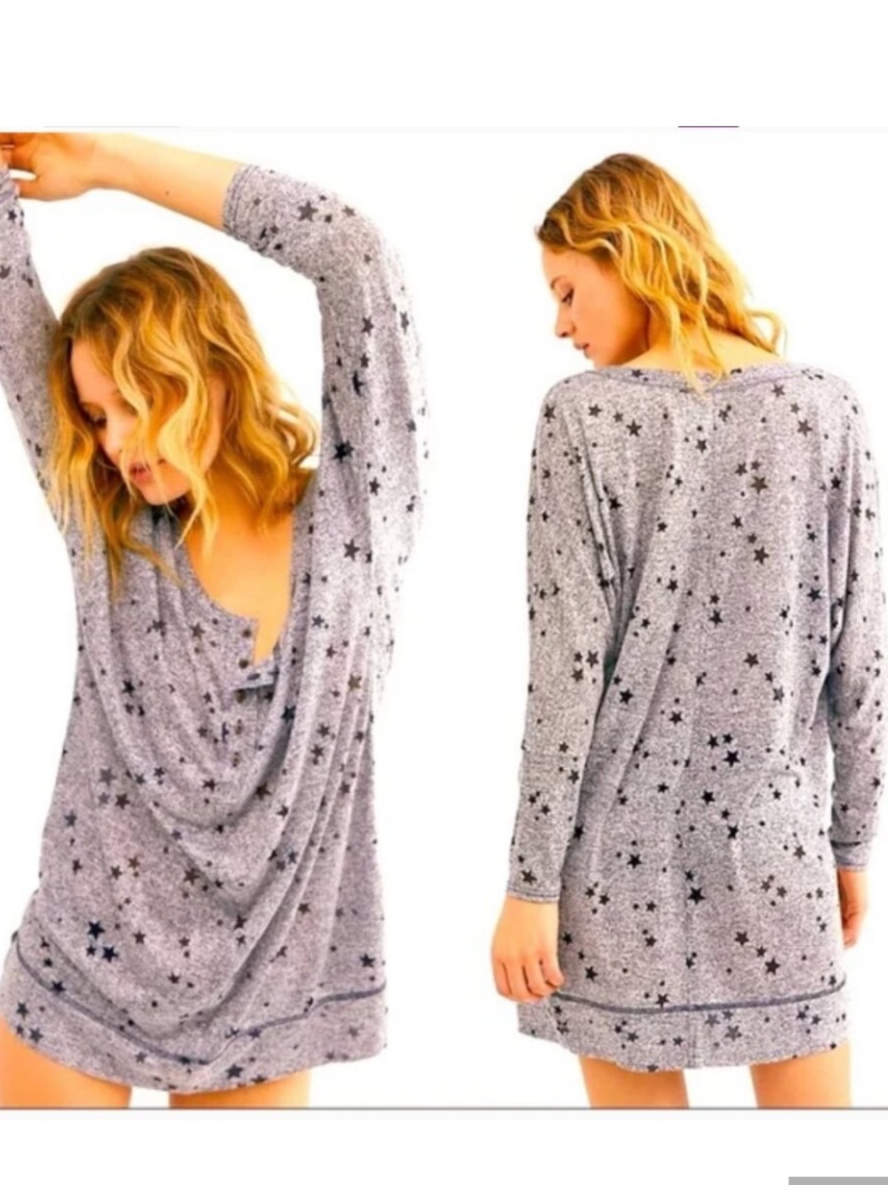 NWT Free People Sleeping to Dream Star Burnout Gray Sleep Shirt $88 L summer